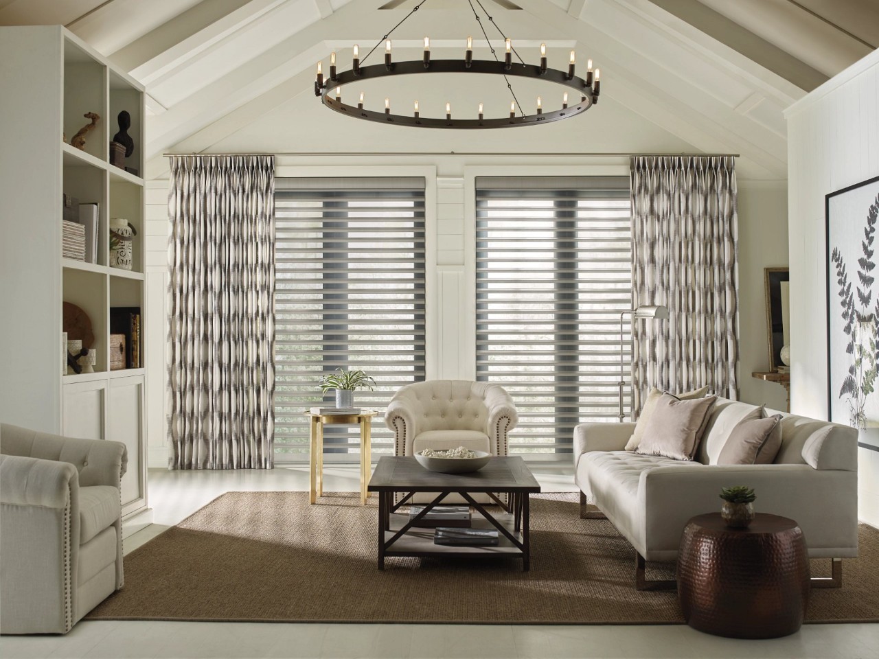 Hunter Douglas Design Studio™ Custom Drapes on a large window near Mount Pleasant, South Carolina (SC)