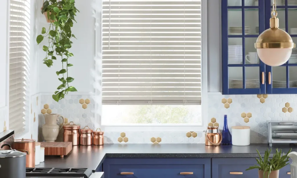 Hunter Douglas EverWood® Faux Wood Blinds in a Charleston, SC kitchen — Advanced Window Fashions